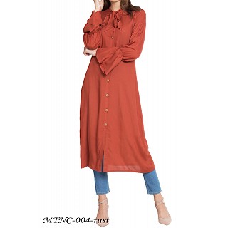 Long Kurti with bell sleeves- Rust